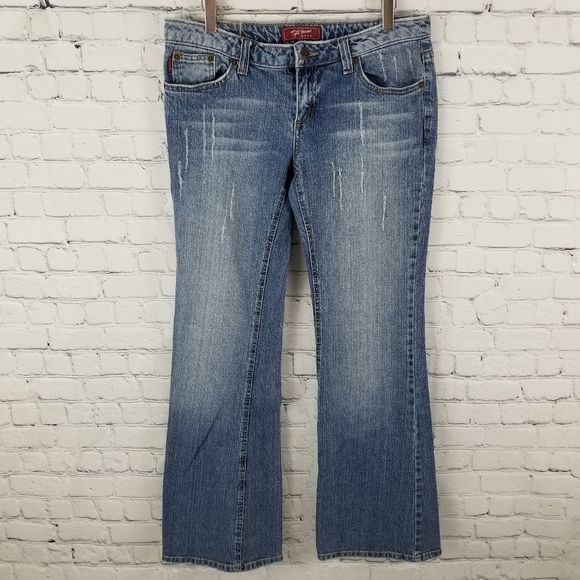 TYTE JEANS | flare distressed embroidered jeans - Picture 3 of 7